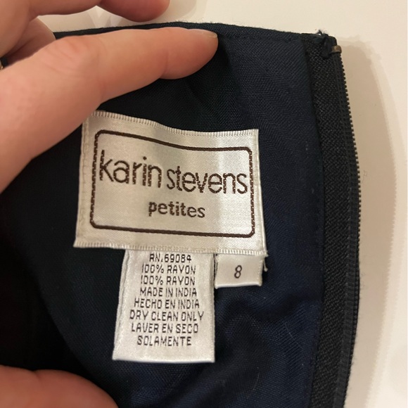 Karin Stevens Petites Vintage Navy Embroidered Jumpsuit 8P NWT 💙🤍 - Picture 9 of 12